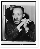Historic Framed Print, [Dr. Martin Luther King, Jr., head-and-shoulders portrait, facing front, at press conference in New York City],  17-7/8" x 21-7/8"