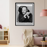 Historic Framed Print, [Dr. Martin Luther King, Jr., head-and-shoulders portrait, facing front, at press conference in New York City],  17-7/8" x 21-7/8"