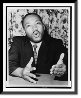 Historic Framed Print, [Rev. Dr. Martin Luther King, Jr., civil rights leader, half-length portrait, seated, facing front at a New York press conference],  17-7/8" x 21-7/8"
