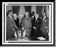 Posed, standing, left to right: Channing Tobias, Arthur Spingarn, Pres. Dwight Eisenhower, Clarence Mitchell, Walter White, and Theodore Spaulding Classic, Antique Poster