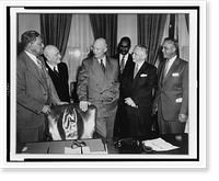 Posed, standing, left to right: Channing Tobias, Arthur Spingarn, Pres. Dwight Eisenhower, Clarence Mitchell, Walter White, and Theodore Spaulding Classic, Antique Poster