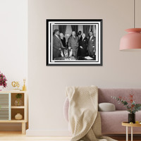 Posed, standing, left to right: Channing Tobias, Arthur Spingarn, Pres. Dwight Eisenhower, Clarence Mitchell, Walter White, and Theodore Spaulding Classic, Antique Poster