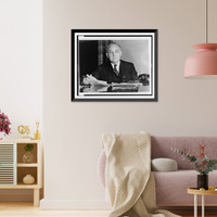 Historic Framed Print, [Byron Price, head-and-shoulders portrait, seated at desk, facing front],  17-7/8" x 21-7/8"