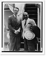 George Balanchine (l) and Lorenz Hart, three-quarter length portrait, standing, facing front, aboard the Grace cruise ship Santa Paula, Vintage Print