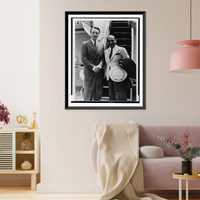 George Balanchine (l) and Lorenz Hart, three-quarter length portrait, standing, facing front, aboard the Grace cruise ship Santa Paula, Vintage Print
