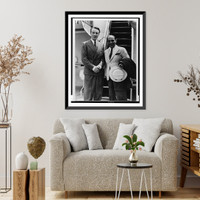George Balanchine (l) and Lorenz Hart, three-quarter length portrait, standing, facing front, aboard the Grace cruise ship Santa Paula, Vintage Print