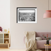 Crowd at Mass in Brooklyn Navy Yard, New York, Antique Print