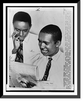 African American students Jefferson Thomas (l) and Ernest Green reading newspaper relating to their efforts to attend Central High School in Little Rock, Arkansas, Antique Print