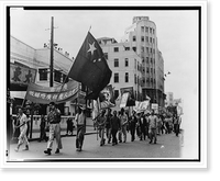 Communist marchers, carrying flag, banners, and signs with portraits of Stalin and Chinese communist leaders, parade along the Pearl River waterfront in Canton (Guangzhou), China Heritage Wall Ar