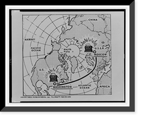 Polar map of the Northern hemisphere, showing two hot line teletype machines connecting Washington, D.C. and Moscow, Russia, Antique Print
