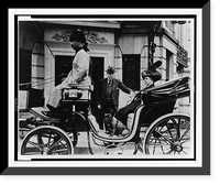 George Bakhmeteff standing alongside carriage on which his wife is seated, with dog, Vintage Print