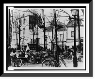A winter scene at an outdoor cafe at the Place du Tertre, Montmartre, Paris, France, Antique Print
