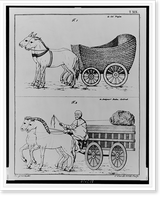 Two illustrations: fig. 1 showing woven, basket-like cart drawn by two horses(?); fig. 2 showing man on wagon drawn by two horses(?).J.C. Ginzrot, del. ; C. Van de velde sculp. Heritage Wall Art