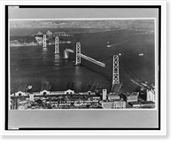 Historic Framed Print, Birds' eye view of S.F.-Oakland Bay Bridge.Piggett Photo.,  17-7/8" x 21-7/8"