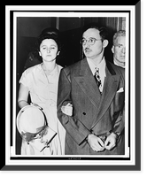 Julius and Ethel Rosenberg, half-length portrait, she facing front with her hand holding his arm, he facing left, handcuffed, Vintage Wall Art