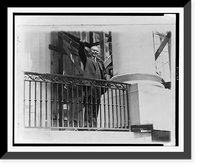 Historic Framed Print, President Coolidge waving a greeting to the throngs of children gathered in the White House grounds to roll Easter eggs,  17-7/8" x 21-7/8"