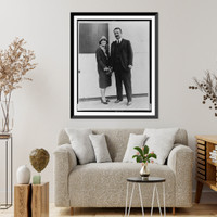 Historic Framed Print, [Kermit Roosevelt and his wife Belle, both full-length, standing],  17-7/8" x 21-7/8"