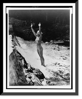 Historic Framed Print, [Nude young woman posed, standing in stream, with hands raised].Alfred Cheney Johnston.,  17-7/8" x 21-7/8"