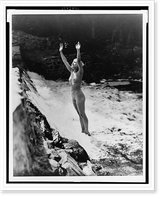Historic Framed Print, [Nude young woman posed, standing in stream, with hands raised].Alfred Cheney Johnston.,  17-7/8" x 21-7/8"