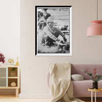 Historic Framed Print, Indian soldier cooking .  France,  17-7/8" x 21-7/8"