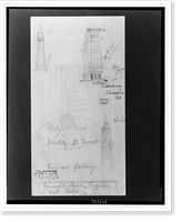 Broadway Chambers Building (New York, N.Y.) and three unidentified structures. Four sketch elevations.Cass Gilbert, Historic Print