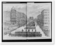 Illinois. Grand popular reception to General Grant at Chicago. The ex-president reviewing the great procession from the Palmer House.from sketches by A. Berghaus, Historic Print
