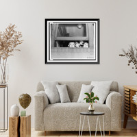 Historic Framed Print, Long Beach (Calif.) Evacuation .  Young evacuees gayly wave goodbye to friends,  17-7/8" x 21-7/8"