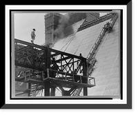 Knoxville (vicinity), Tenn., 1935-40(?), Norris dam, showing construction workers and equipment in the foreground and near the top of the dam, Antique Print