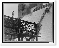Knoxville (vicinity), Tenn., 1935-40(?), Norris dam, showing construction workers and equipment in the foreground and near the top of the dam, Antique Print
