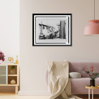 Historic Framed Print, [Cattle pulling carts on a street in an unidentified location, probably in Maimachin, Mongolia],  17-7/8" x 21-7/8"
