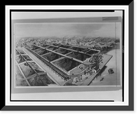Bird's-eye view of Karn railroad terminal under construction, Bridgeport, Connecticut.A.C. Koehn, New York, Antique Print
