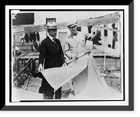Adolph Zukor (left) and Jesse Lasky at a construction site (Hollywood studio?), holding blueprints, Vintage Print