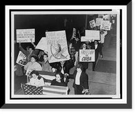 Group of Cuban and Hungarian demonstrators near the Soviet Embassy in New York City carrying placards during the Cuban missile crisis, Vintage Wall Art