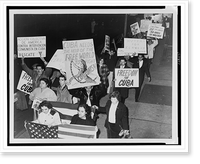 Group of Cuban and Hungarian demonstrators near the Soviet Embassy in New York City carrying placards during the Cuban missile crisis, Vintage Wall Art