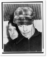 Ed Gein, wearing plaid cap, head-and-shoulders portrait, facing front, looking down, leaving the county jail in Wautoma, Wisconsin, Vintage Wall Art