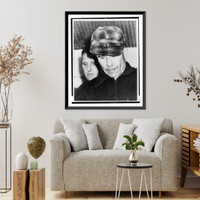 Ed Gein, wearing plaid cap, head-and-shoulders portrait, facing front, looking down, leaving the county jail in Wautoma, Wisconsin, Vintage Wall Art