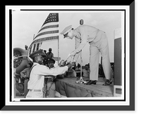 Man receiving a piece of paper, a military award, Tuskegee Army Air Field, Alabama Classic, Historic Print
