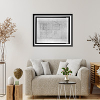 Historic Framed Print, [Kwikset house technical drawings. Baths & bedroom box, plan and elevations],  17-7/8" x 21-7/8"