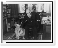 Historic Framed Print, [Sigmund Freud seated in his study with his dog],  17-7/8" x 21-7/8"