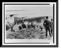 Historic Framed Print, [Vietnamese troops rush to board helicopters for an airborne anti-guerrilla operation in jungles near Saigon, as American advisors watch],  17-7/8" x 21-7/8"