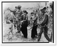 American and Vietnamese soldiers direct women and children to central collection point for civilians" near the Cambodian border" Classic, Vintage Print