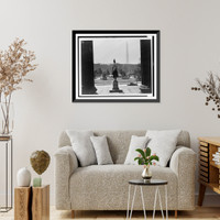 Historic Framed Print, [View from the South Portico of the Treasury Building showing statue of Alexander Hamilton, the Sherman Monument, and the Washington Monument in the distance, Washington, D.C.],  17-7/8" x 21-7/8"