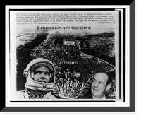 Aerial view of Manhattan with title Cooper Day - New York City" with insets of Astronaut L. Gordon Cooper and Mayor Robert Wagner", Historic Reproduction
