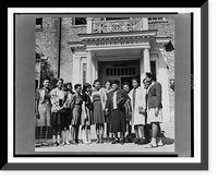 Daytona Beach, Florida. Bethune-Cookman College. Dr. Bethune saying goodbye to a group of students after resigning as president of the college, Vintage Wall Art
