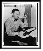 Tennessee Williams, half-length portrait, turned right, seated at typewriter, Antique Print