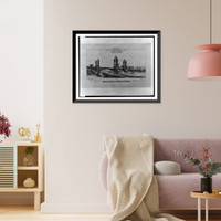 Historic Framed Print, [Bridge (Memorial Bridge in honor of U.S. Grant"),  Washington,  D.C. and Arlington,  Virginia. Perspective rendering & section]",  17-7/8" x 21-7/8"