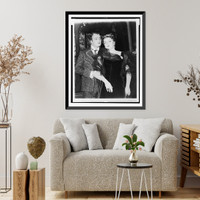 Historic Framed Print, [Nicolai Gedda and Eleanor Steber posing after the first act of the opera Vanessa" at the Metropolitan Opera House in New York City].Louis M&eacute;lan&ccedil;on,  Metropolitan Opera House.",  17-7/8" x 21-7/8"