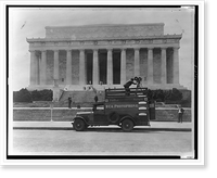 Truck, Path&eacute; News RCA Photophone, in front of the Lincoln Memorial, Washington, D.C., with a cameraman filming a newsreel from on top, Vintage Print