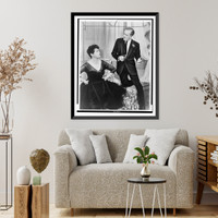 Cornelia Otis Skinnner, seated, looking up at Cyril Ritchard during a scene from the play The Pleasure of His Company".photograph by Vandamm.", Historic Reproduction