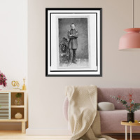 Historic Framed Print, [Captain William Borck, Union officer in the 32nd Indiana Regiment, full-length portrait, standing, facing front],  17-7/8" x 21-7/8"
